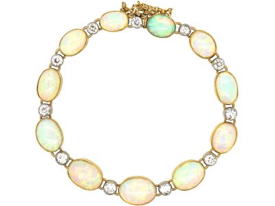 Edwardian 18ct Gold, Opal & Diamond Bracelet