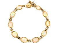 Edwardian 18ct Gold, Opal & Diamond Bracelet