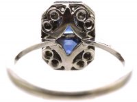 Art Deco 18ct Gold & Platinum Sapphire & Diamond Octagonal Shaped Ring