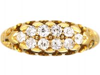 Edwardian 18ct Gold Boat Shaped Ring set with Diamonds