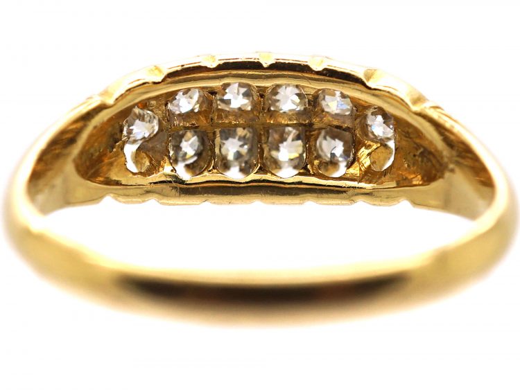 Edwardian 18ct Gold Boat Shaped Ring set with Diamonds