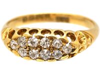 Edwardian 18ct Gold Boat Shaped Ring set with Diamonds