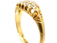 Edwardian 18ct Gold Boat Shaped Ring set with Diamonds