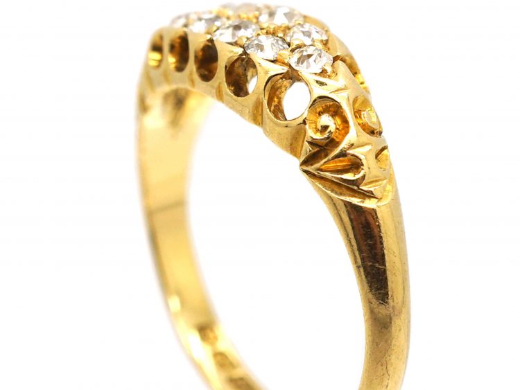 Edwardian 18ct Gold Boat Shaped Ring set with Diamonds