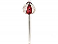 Edwardian 18ct Gold, Red & Black Enamel & Diamond Ladybird Tie pin