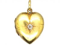 Victorian 15ct Gold Heart Shaped Locket set with a Diamond