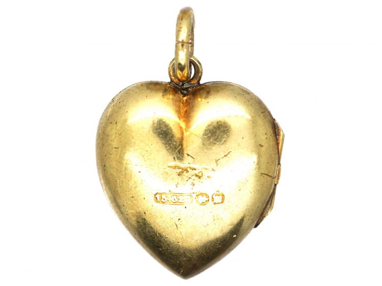 Victorian 15ct Gold Heart Shaped Locket set with a Diamond