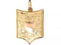 Victorian 9ct Gold Shield Shape Locket with Engraved Floral Detail