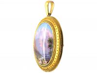 Swiss Enamel 15ct Gold Pendant with Mountain Scene