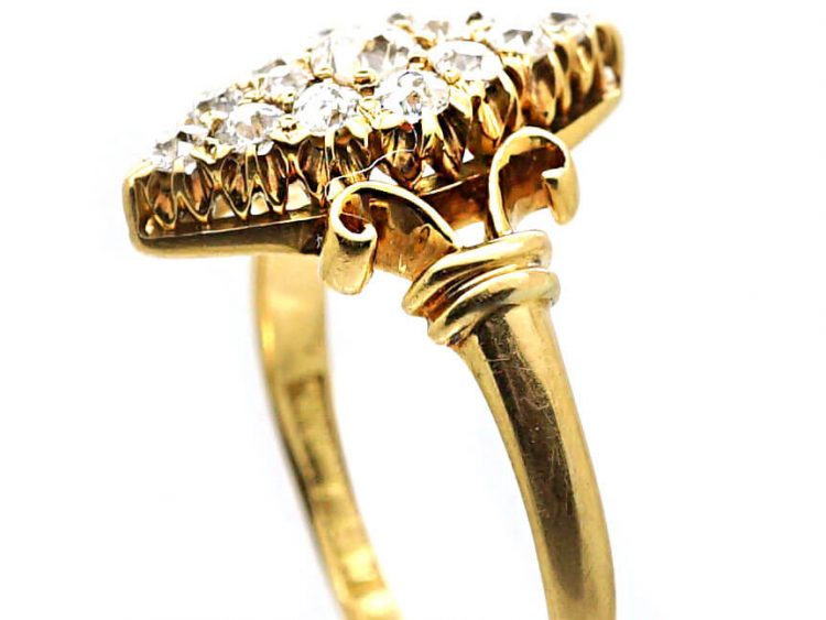 Edwardian 18ct Gold & Diamond Marquise Ring by Mrs Newman