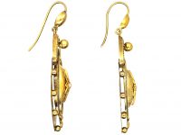 Victorian 15ct Gold Etruscan Revival Earrings set with Natural Split Pearls