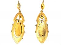 Victorian 15ct Gold Etruscan Revival Earrings set with Natural Split Pearls