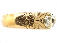 Early 20th Century 18ct Gold & Platinum Three Stone Diamond Ring with Scroll Motifs