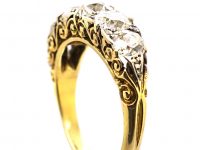 Victorian 18ct Gold, Carved Half Hoop Diamond Ring