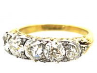 Victorian 18ct Gold, Carved Half Hoop Diamond Ring