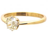 18ct Gold Old Mine Cut Diamond Solitaire Ring