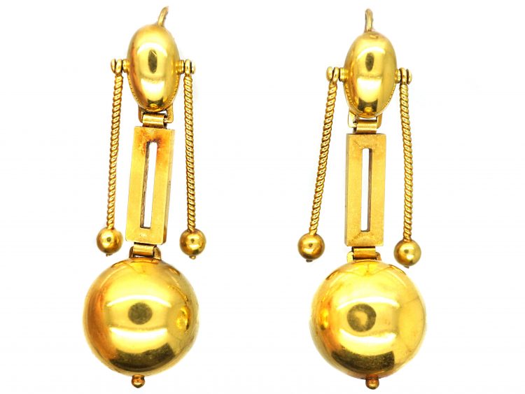 Victorian 15ct Gold Drop Earrings in Original Case