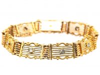 Edwardian 15ct Gold Gate Bracelet set with Diamonds