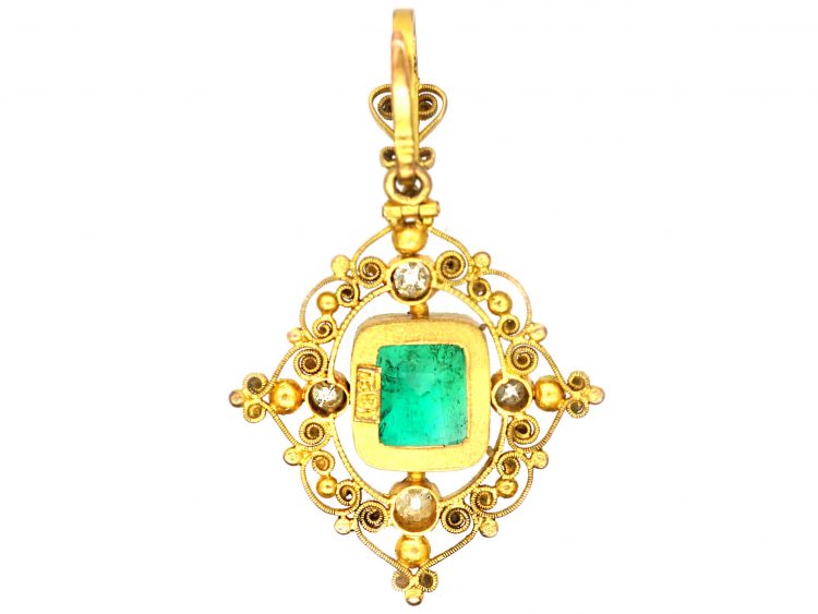 Victorian 18ct Gold, Emerald & Diamond Pendant