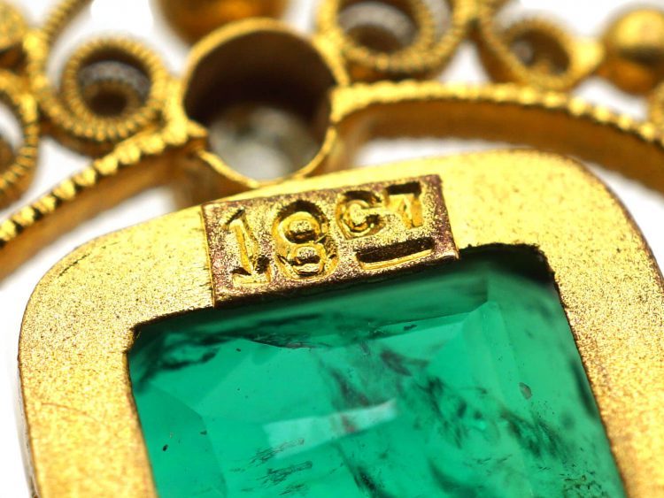 Victorian 18ct Gold, Emerald & Diamond Pendant