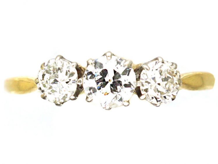 Edwardian 18ct Gold & Platinum, Three Stone Diamond Ring