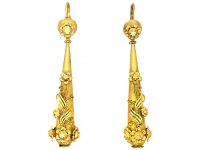 Georgian 15ct Gold Drop Earrings with Flower Motifs