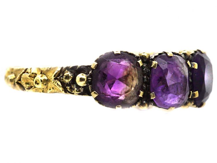 Georgian 15ct Gold Amethyst Six Stone Ring