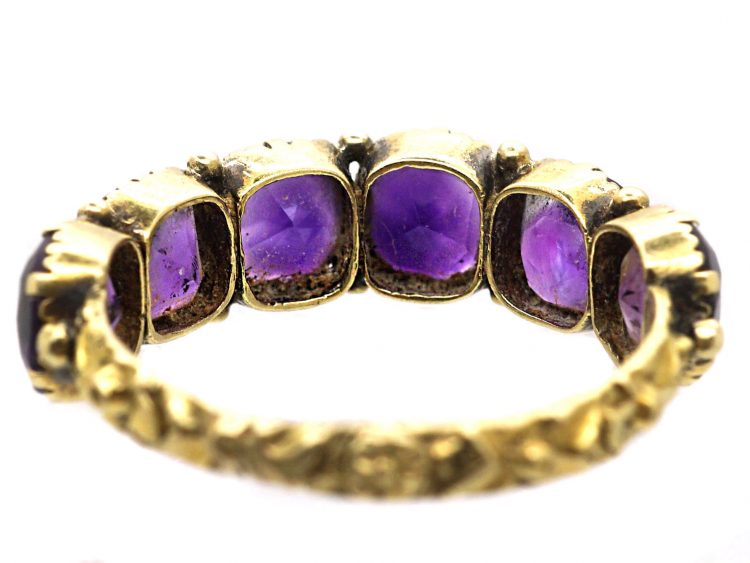 Georgian 15ct Gold Amethyst Six Stone Ring