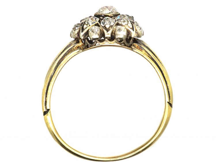 Victorian 18ct Gold & Silver Flower Cluster Ring set with Diamonds