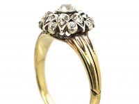 Victorian 18ct Gold & Silver Flower Cluster Ring set with Diamonds