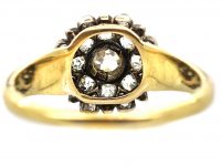 Victorian 18ct Gold & Silver Flower Cluster Ring set with Diamonds