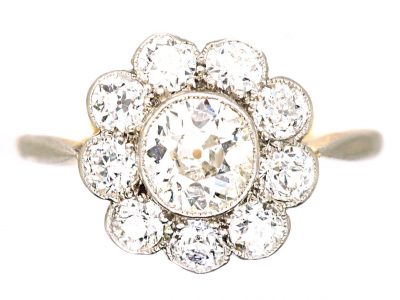 Edwardian 18ct Gold & Platinum, Daisy Diamond Cluster Ring