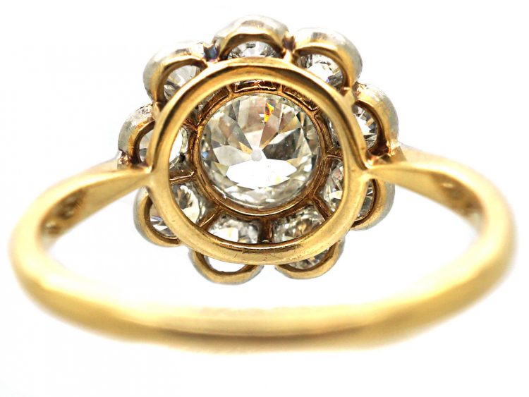 Edwardian 18ct Gold & Platinum, Daisy Diamond Cluster Ring