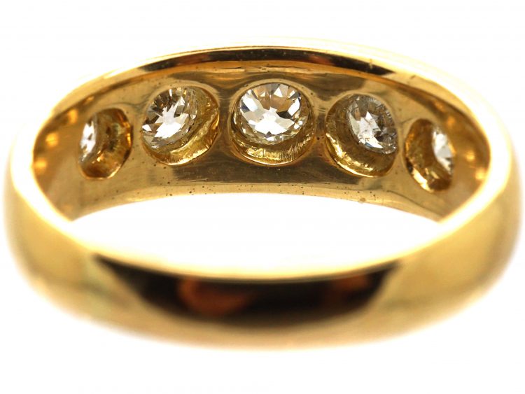 Victorian 18ct Gold, Five Stone Diamond Rub Over set Ring