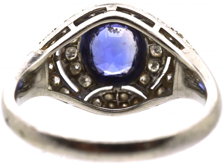 Art Deco Platinum, Sapphire & Diamond Cluster Ring