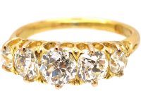 Edwardian 18ct Gold, Five Stone Old Mine Cut Diamond Ring