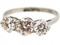 Early 20th Century 18ct White Gold & Platinum Three Stone Diamond Ring