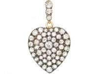 Edwardian Gold & Silver Heart Shaped Pendant set with Diamonds