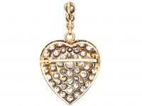 Edwardian Gold & Silver Heart Shaped Pendant set with Diamonds