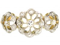 Edwardian 18ct Gold & Platinum, Pierced Triple Cluster Ring set with Diamonds