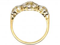 Edwardian 18ct Gold & Platinum, Pierced Triple Cluster Ring set with Diamonds