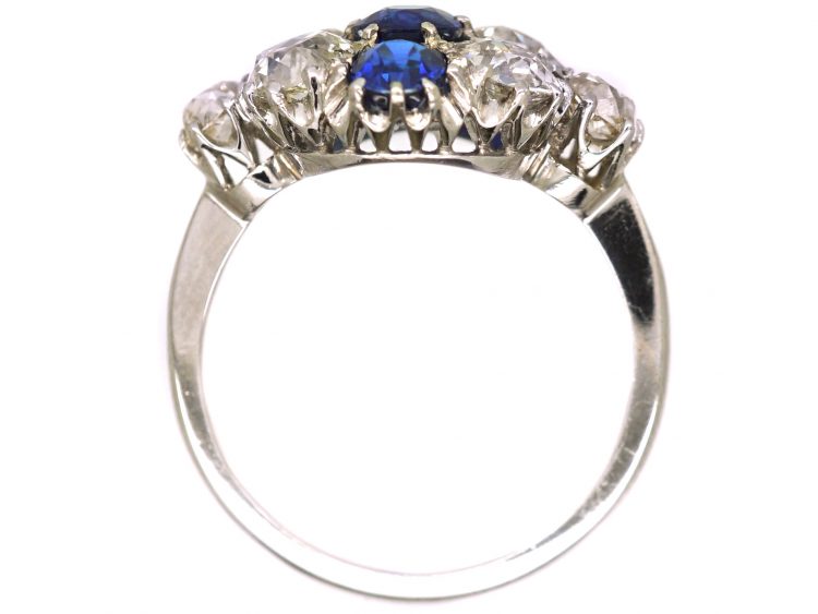 Early 20th Century Platinum, Sapphire & Diamond Cluster Ring