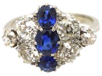 Early 20th Century Platinum, Sapphire & Diamond Cluster Ring