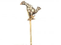 Edwardian Tie Pin of a Cockerel set with Diamonds & Cabochon Ruby Eyes