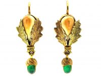 19th Century 14ct Gold Oak Leaf & Acorn Earrings