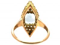 Edwardian 18ct Gold Marquise Ring set with an Aquamarine & Diamonds