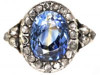 Early Victorian 18ct Gold & Silver, Sapphire & Diamond Cluster Ring