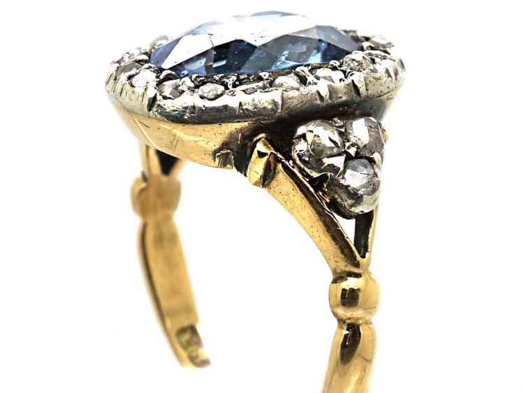 Early Victorian 18ct Gold & Silver, Sapphire & Diamond Cluster Ring