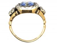 Early Victorian 18ct Gold & Silver, Sapphire & Diamond Cluster Ring