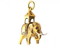 Edwardian 18ct Yellow & White Gold Elephant Pendant set with Gem Stones